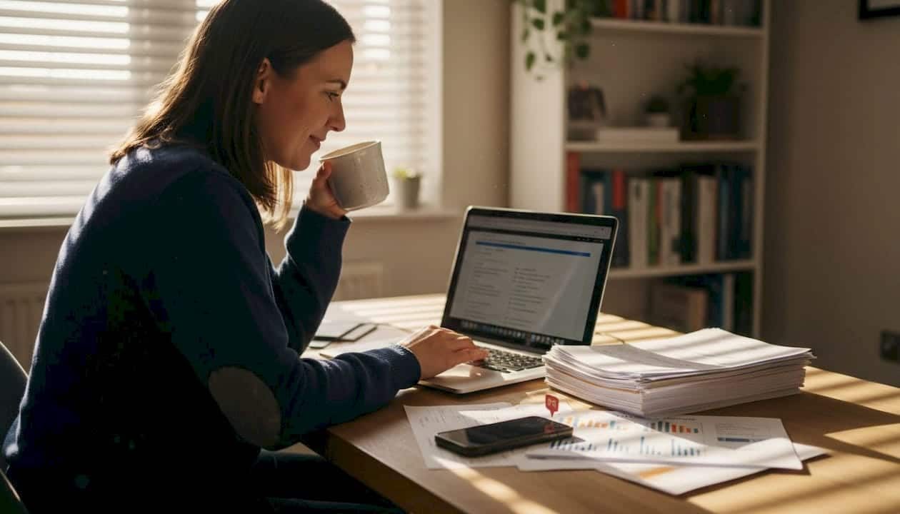 Businesswoman reviewing digital marketing plan