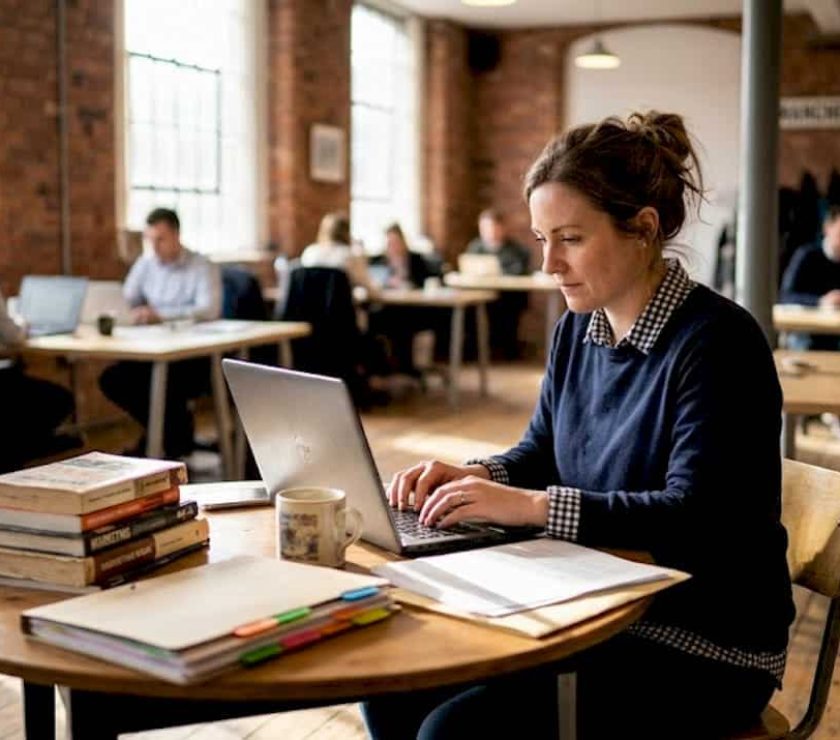 Small business owner working on content strategy