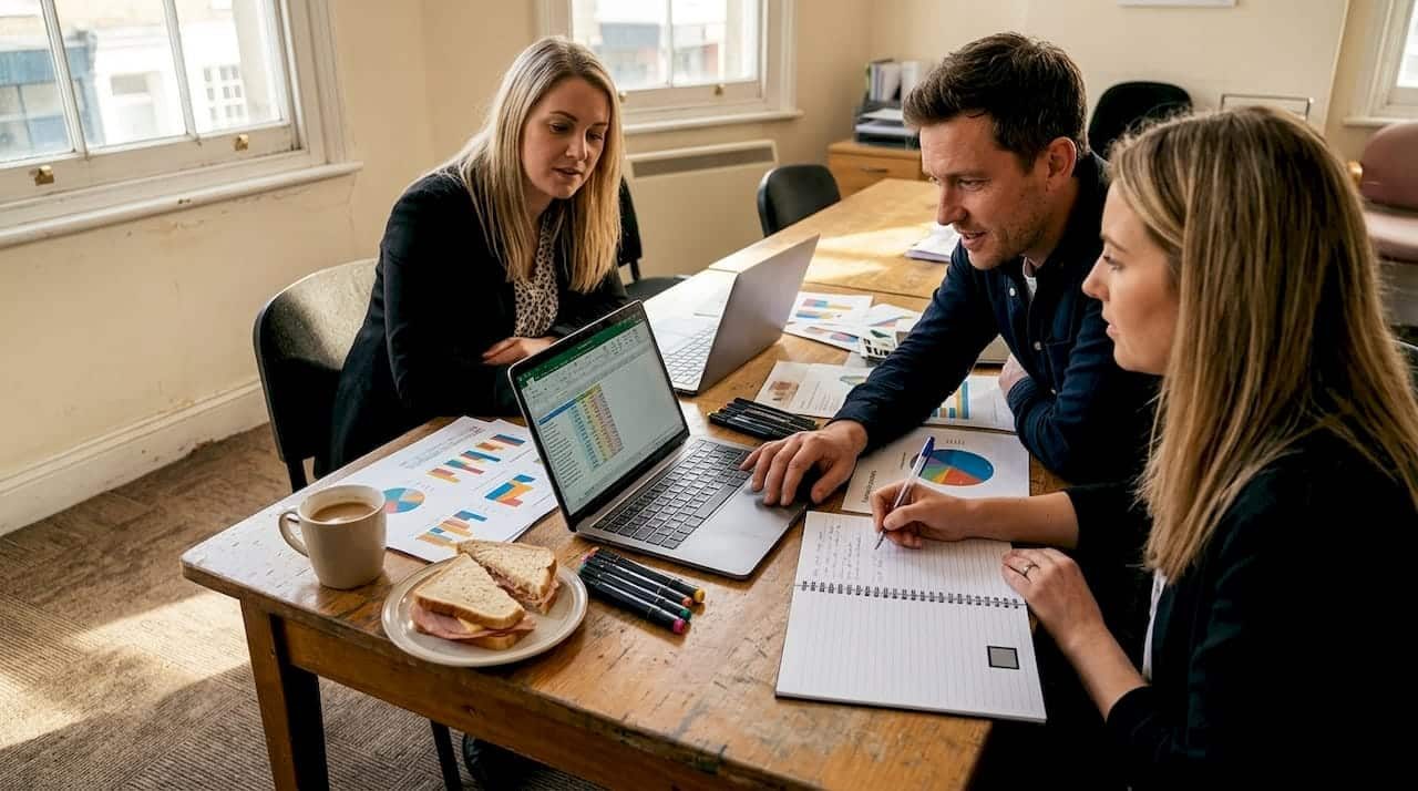 SME team meeting in bright high street office