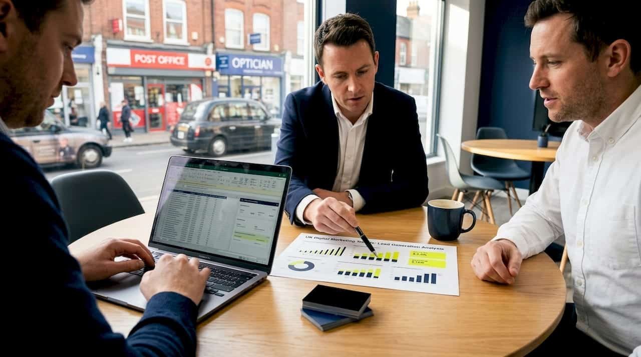 UK SME team reviewing lead strategy in office