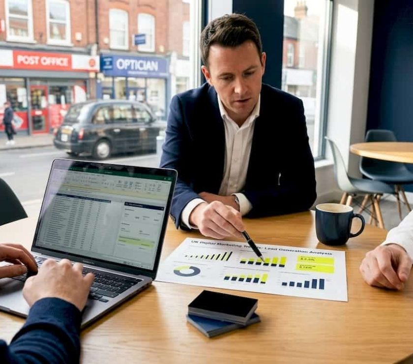 UK SME team reviewing lead strategy in office