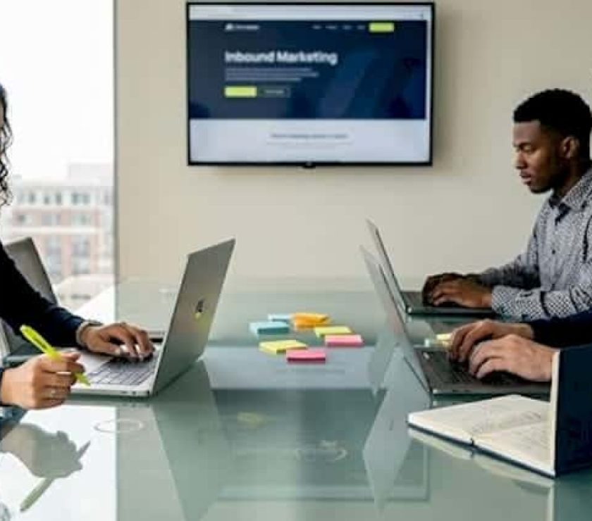 Marketing team collaborating in sunlit office