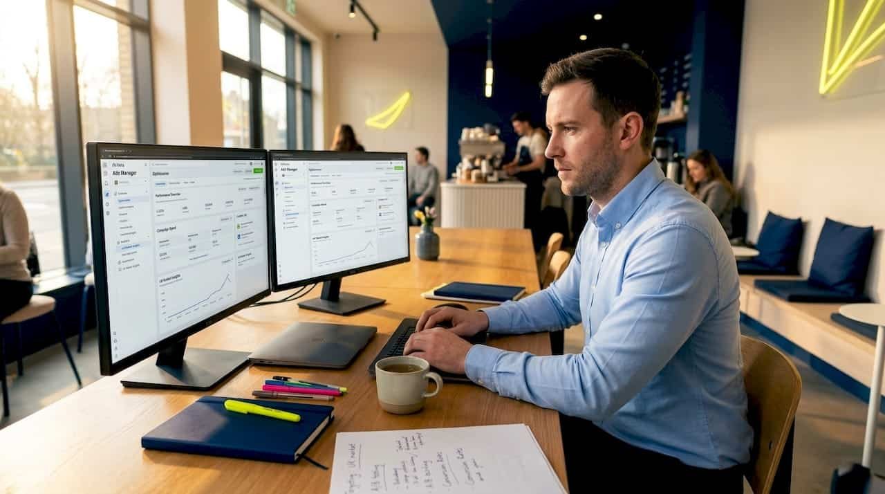 Marketer managing Meta paid social campaign