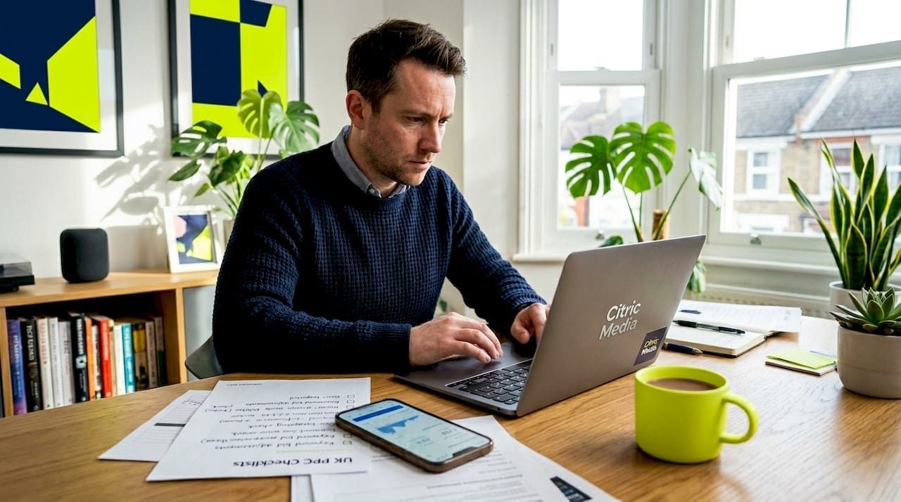 Small business owner managing PPC campaign