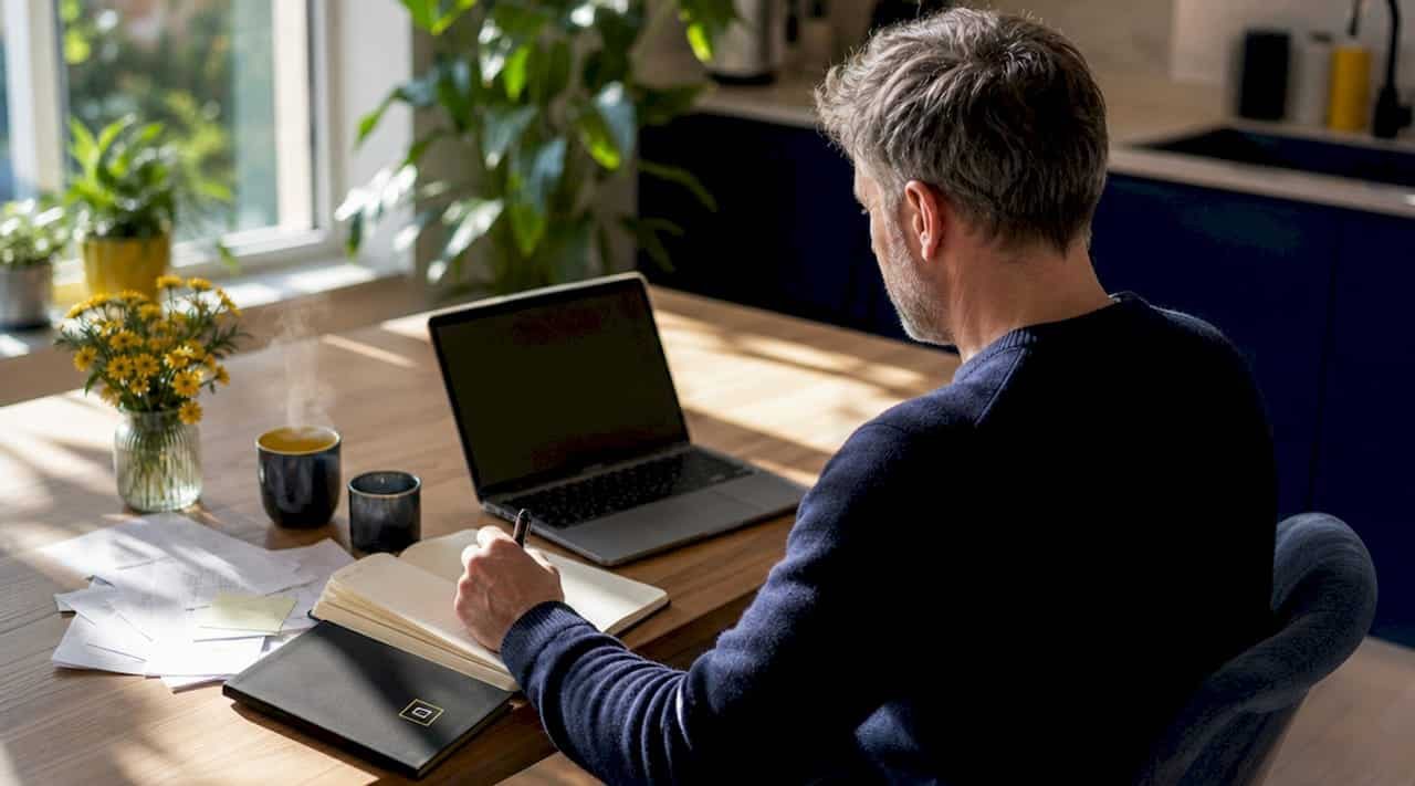 UK business owner working on Bing advertising laptop