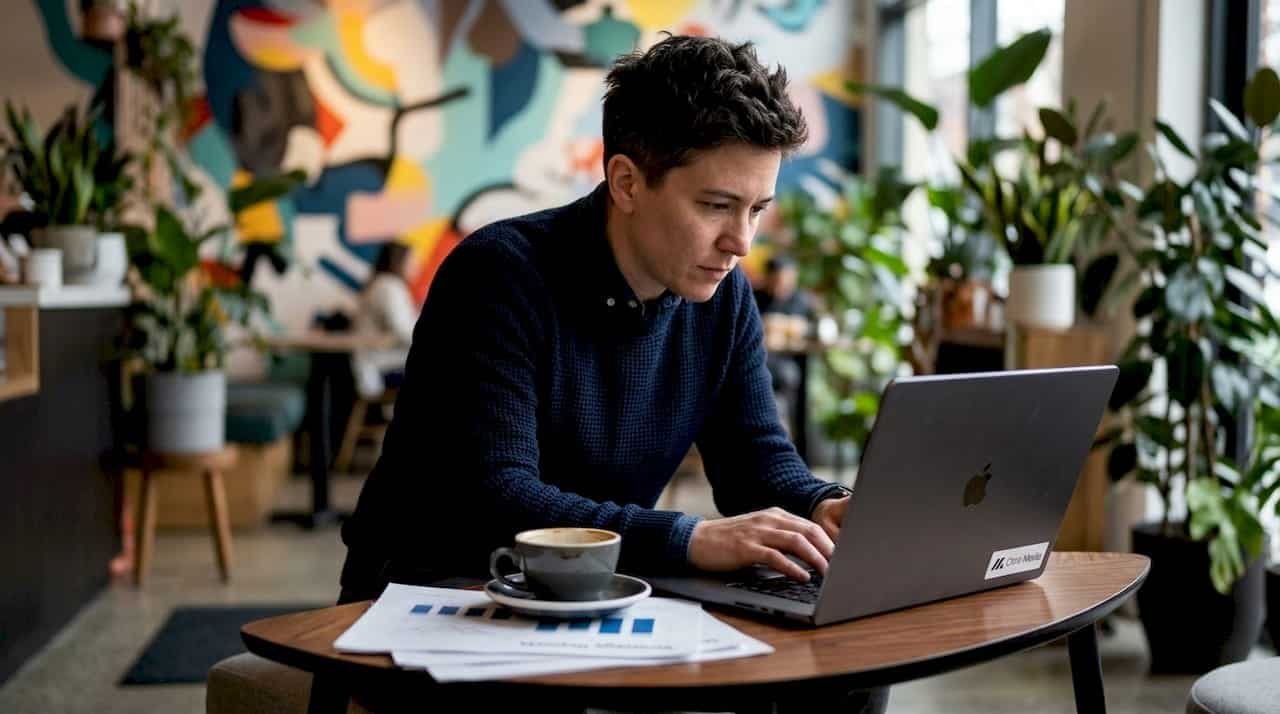 Person working on SEO strategy at desk