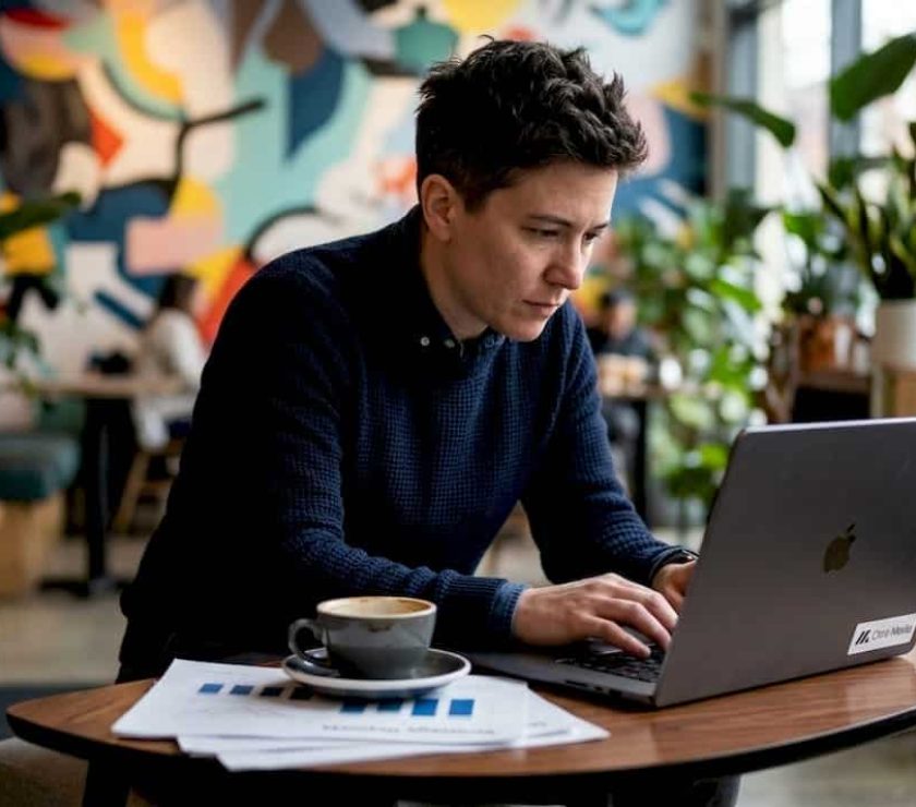 Person working on SEO strategy at desk