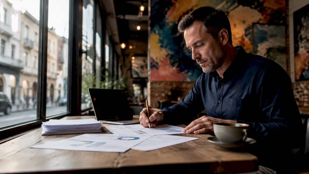 UK business owner reviewing SEO reports