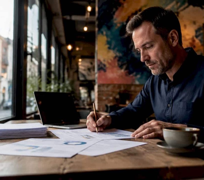 UK business owner reviewing SEO reports