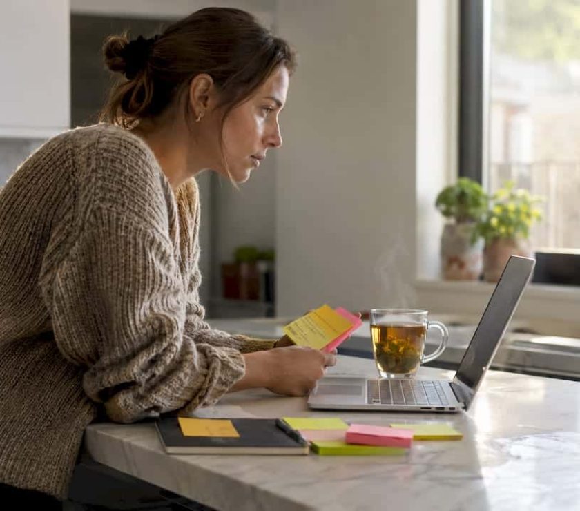 Marketing specialist planning Google Ads campaigns at desk