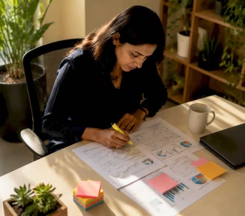 Digital marketer reviewing retargeting analytics